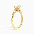 Cushion Knife Edge Cathedral Lab Diamond Engagement Ring In 14K Yellow Gold, Angle View