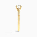 Round Knife Edge Cathedral Lab Diamond Engagement Ring In 18K Yellow Gold, Side View