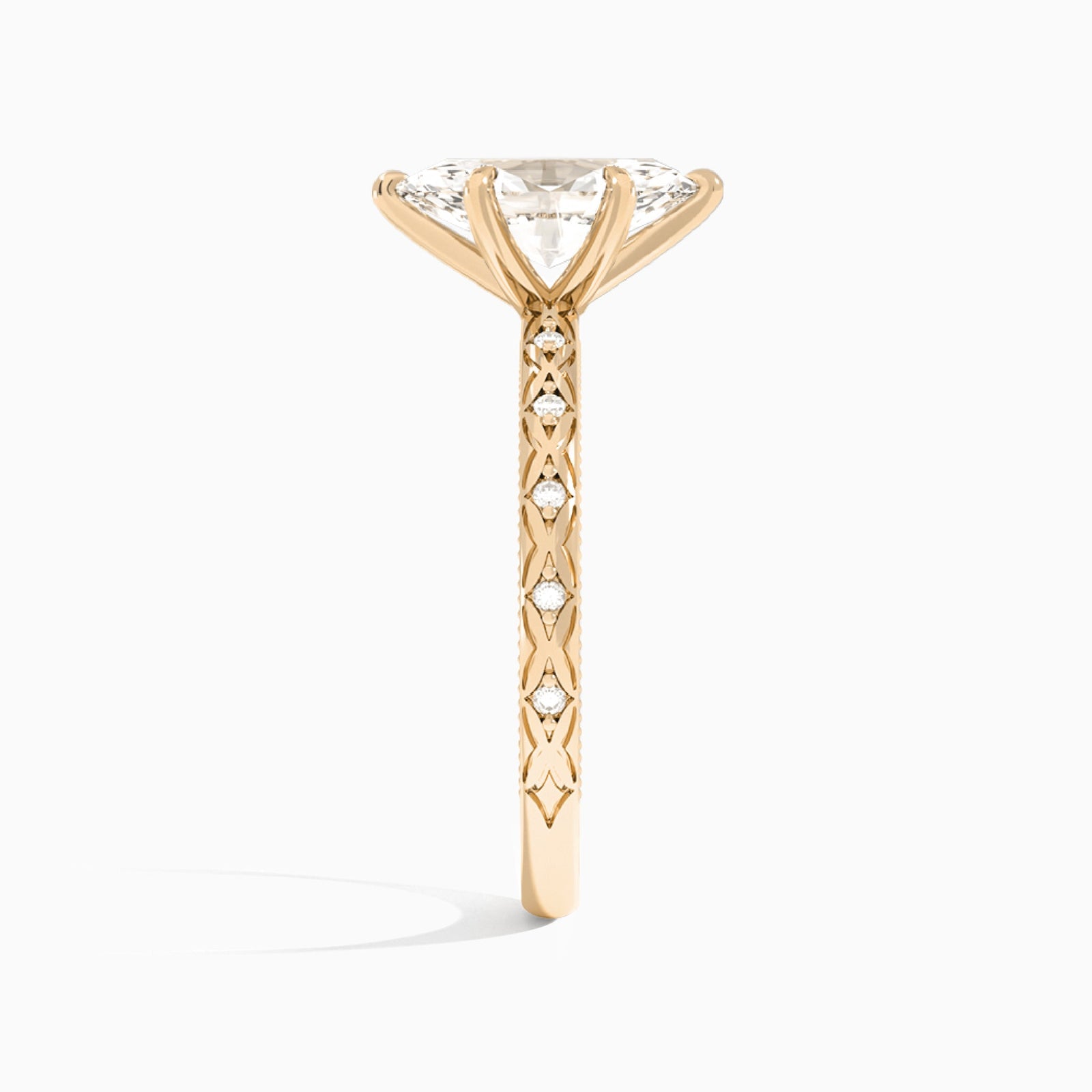 Marquise Elara Lab Grown Diamond Engagement Ring In 14K Rose Gold, Side View
