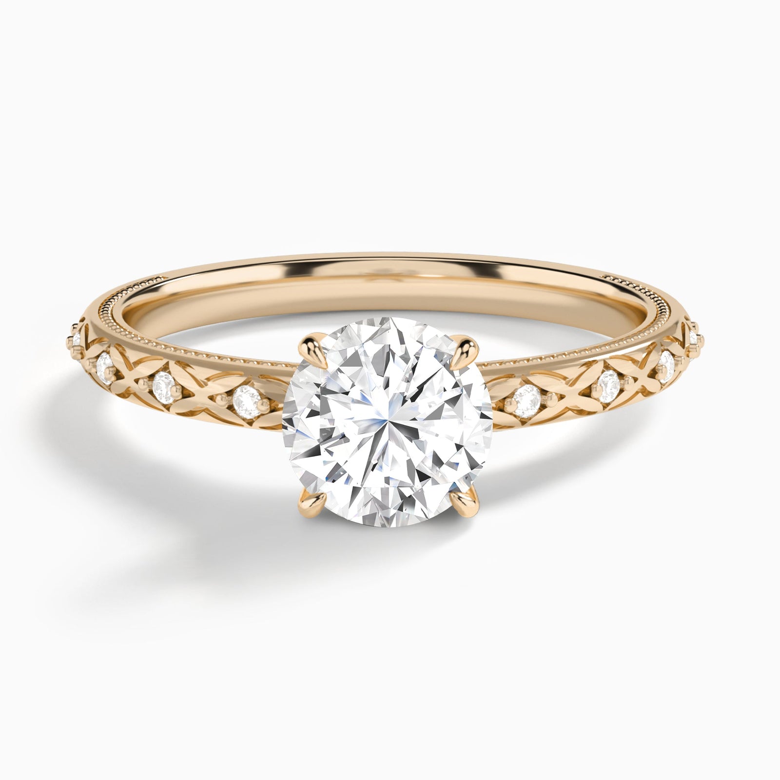Round Elara Lab Grown Diamond Engagement Ring In 14K Rose Gold - Lucenjuri