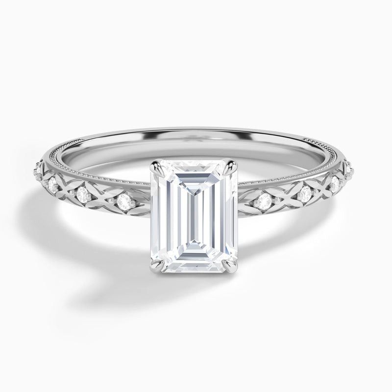Emerald Elara Lab Grown Diamond Engagement Ring In 14K White Gold - Lucenjuri