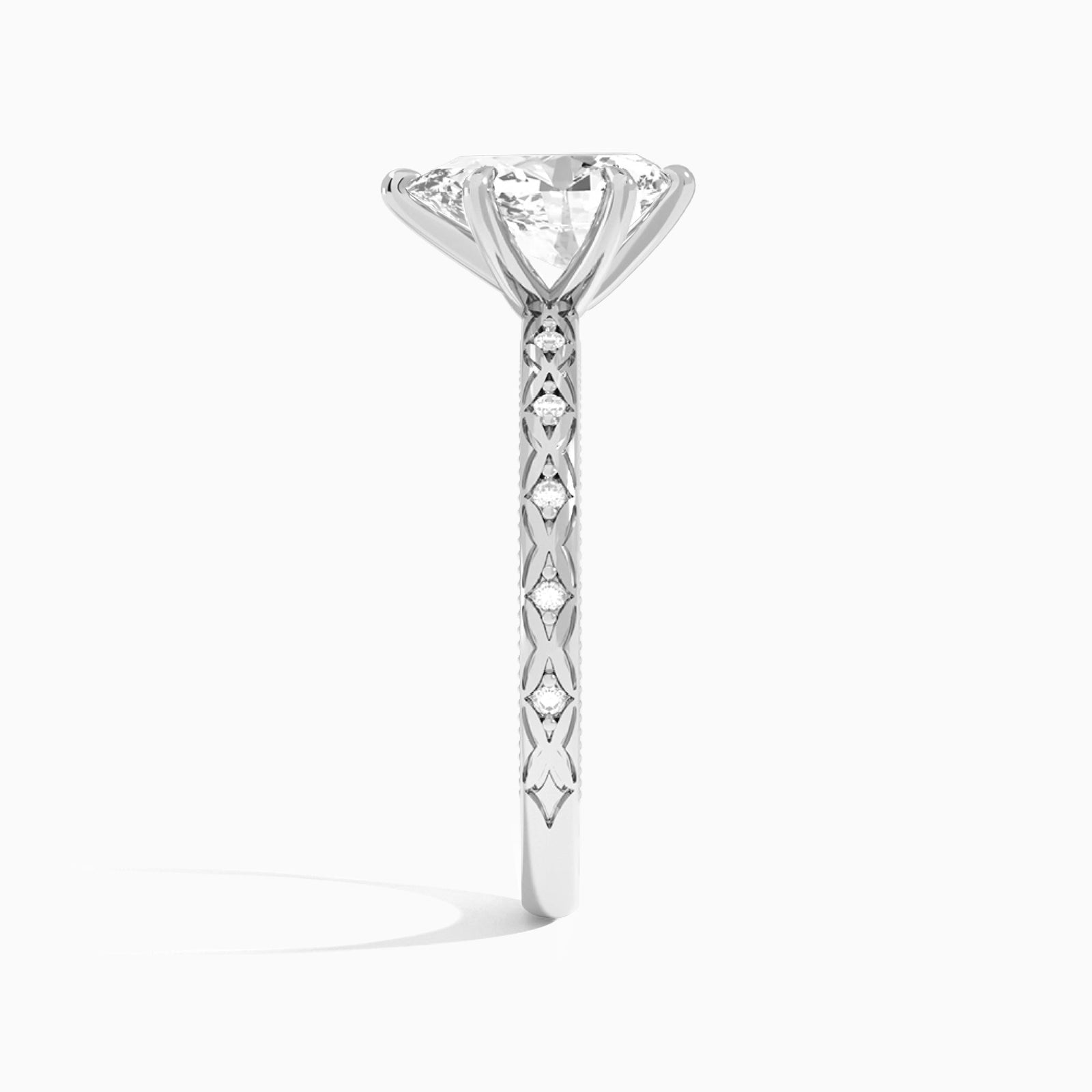 Pear Elara Lab Grown Diamond Engagement Ring In 14K White Gold, Side View