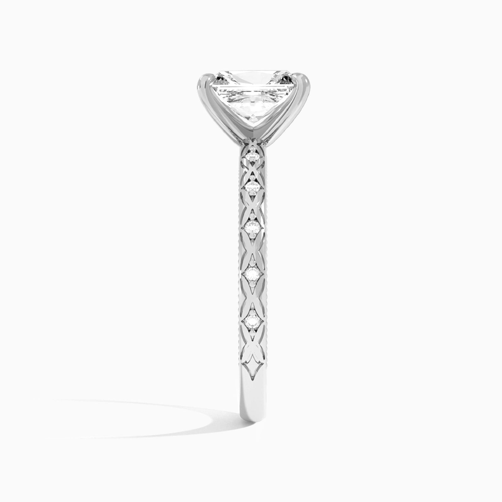 Radiant Elara Lab Grown Diamond Engagement Ring In 18K White Gold, Side View