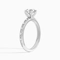 Round Elara Lab Grown Diamond Engagement Ring In 18K White Gold, Angle View