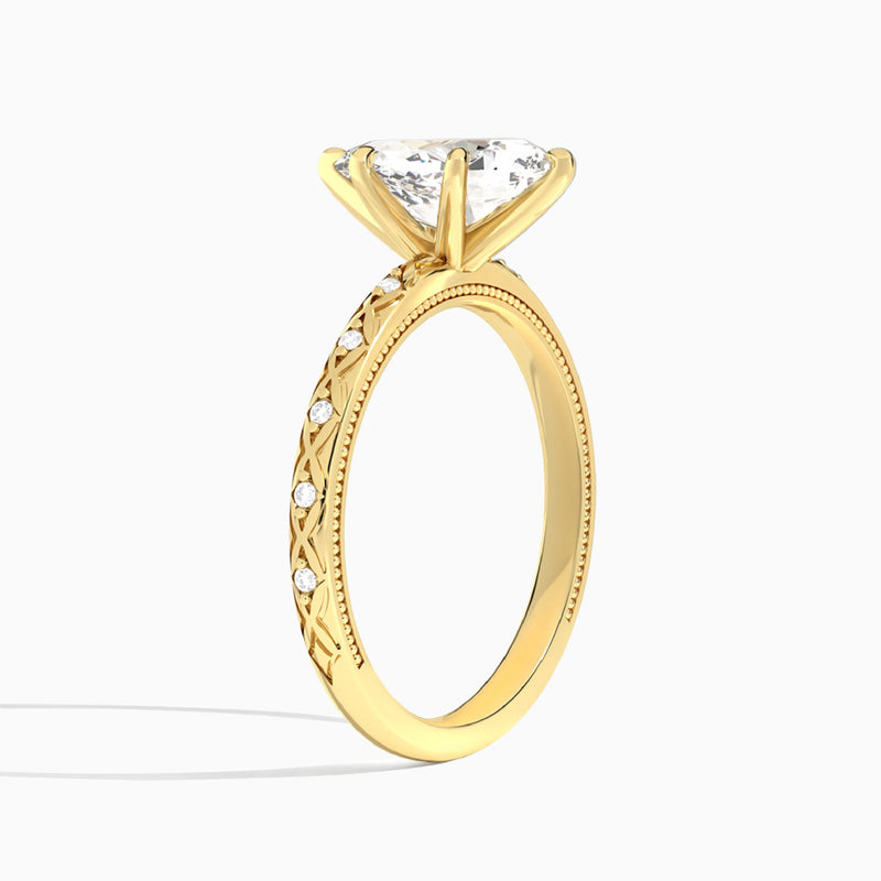 Pear Elara Lab Grown Diamond Engagement Ring In 14K Yellow Gold, Angle View