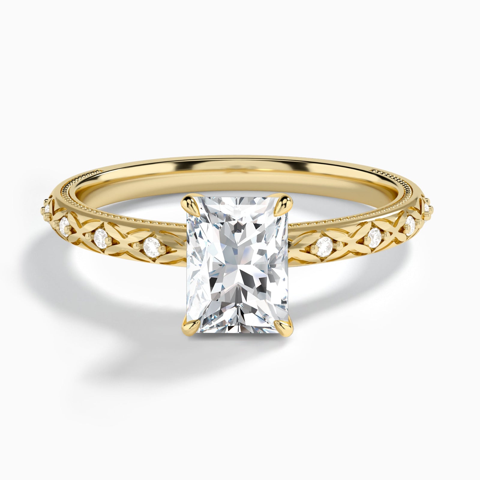 Radiant Elara Lab Grown Diamond Engagement Ring In 14K Yellow Gold - Lucenjuri