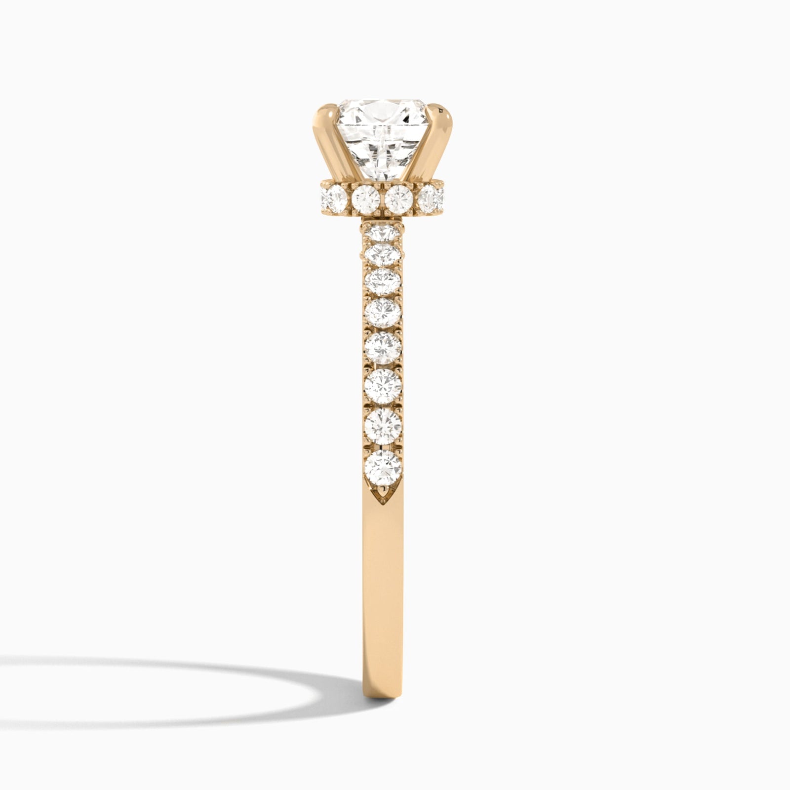 Cushion Nadia Lab Grown Diamond Engagement Ring In 14K Rose Gold, Side View