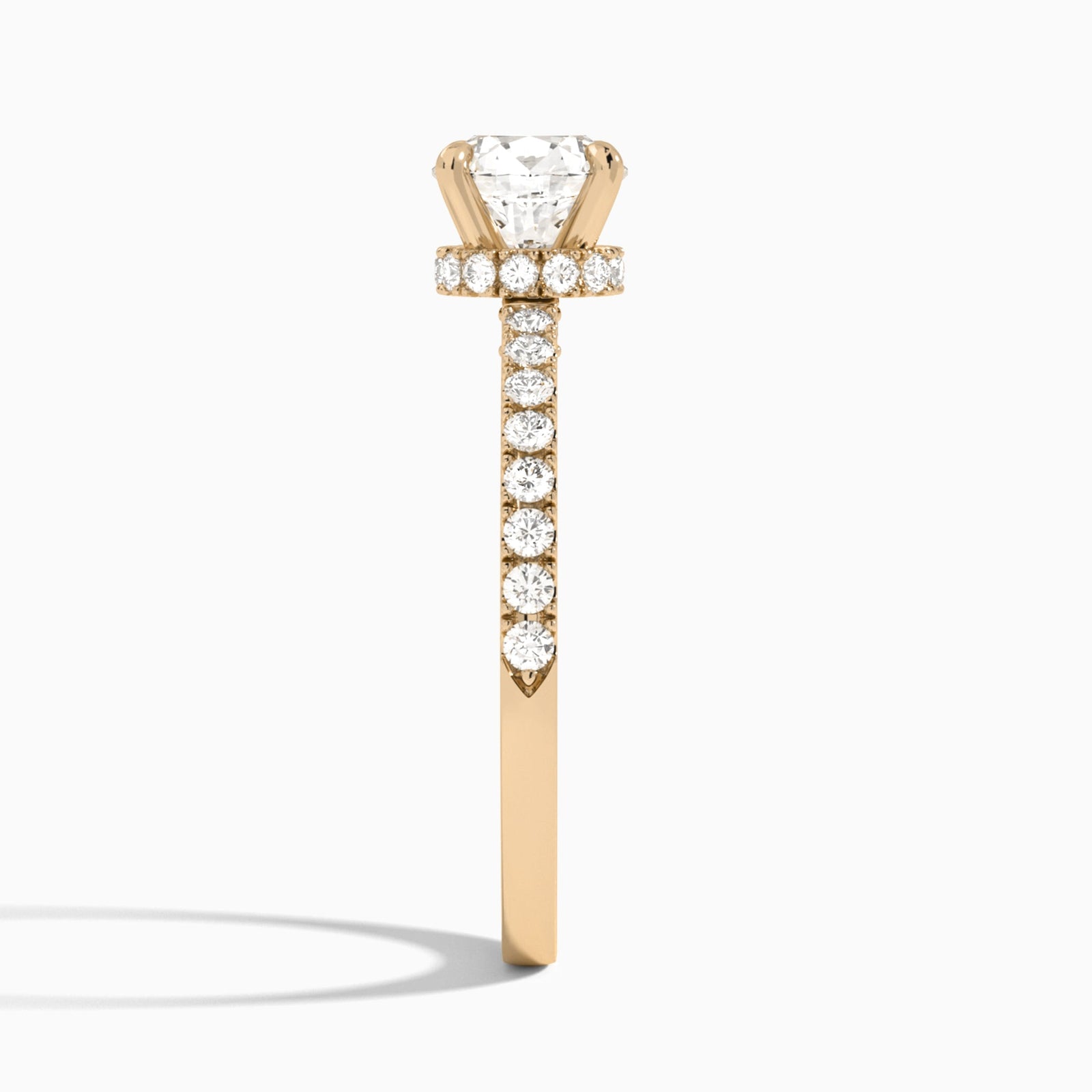 Round Nadia Lab Grown Diamond Engagement Ring In 14K Rose Gold, Side View