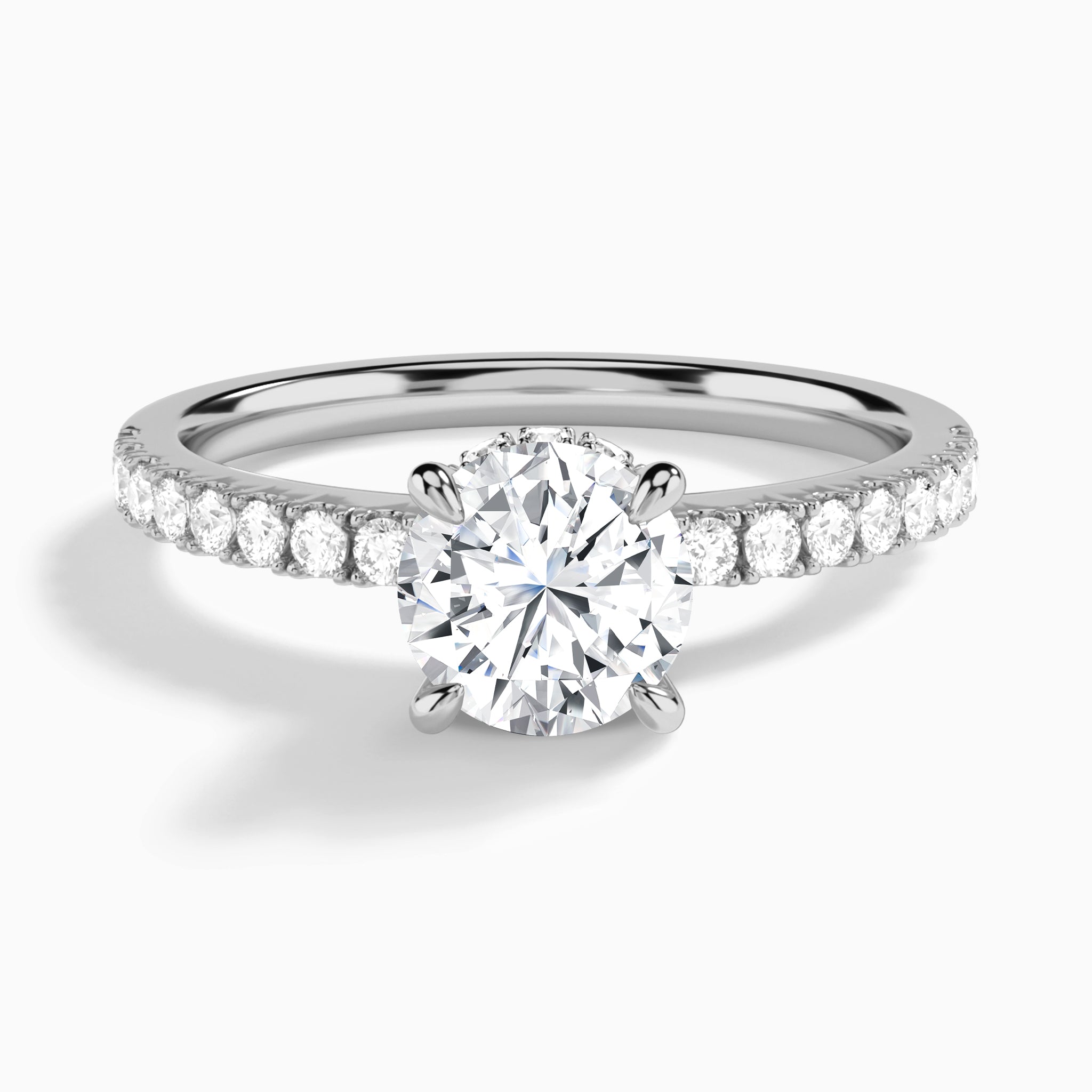 Round Nadia Lab Grown Diamond Engagement Ring In 14K White Gold - Lucenjuri