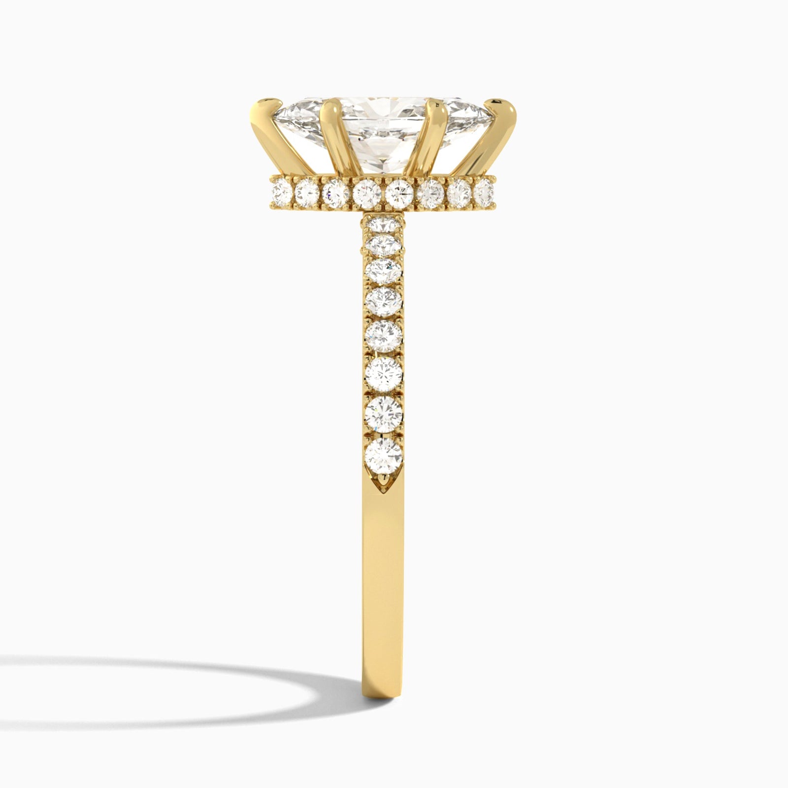 Marquise Nadia Lab Grown Diamond Engagement Ring In 14K Yellow Gold, Side View