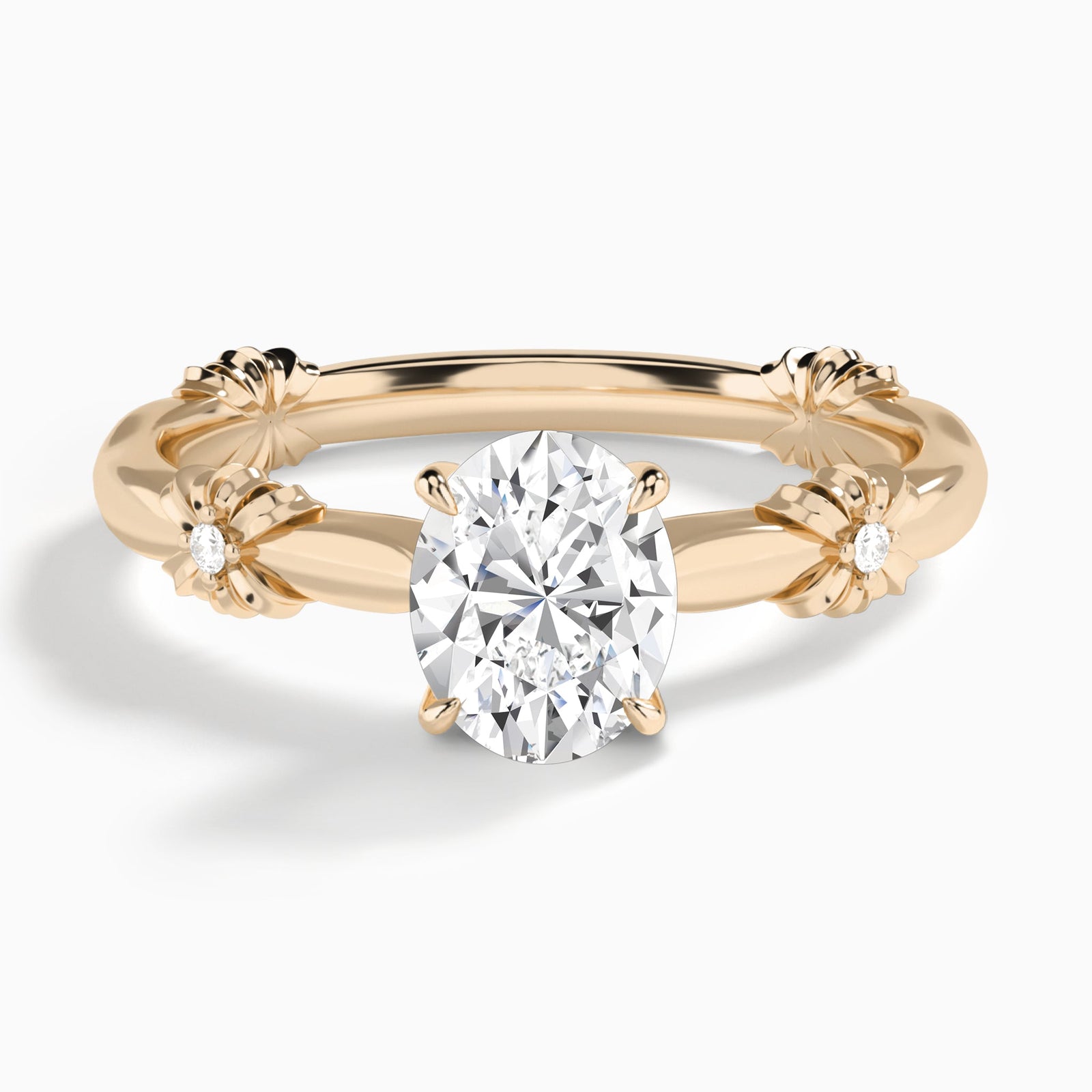 Oval Catalina Ribbon Lab Diamond Engagement Ring In 14K Rose Gold - Lucenjuri