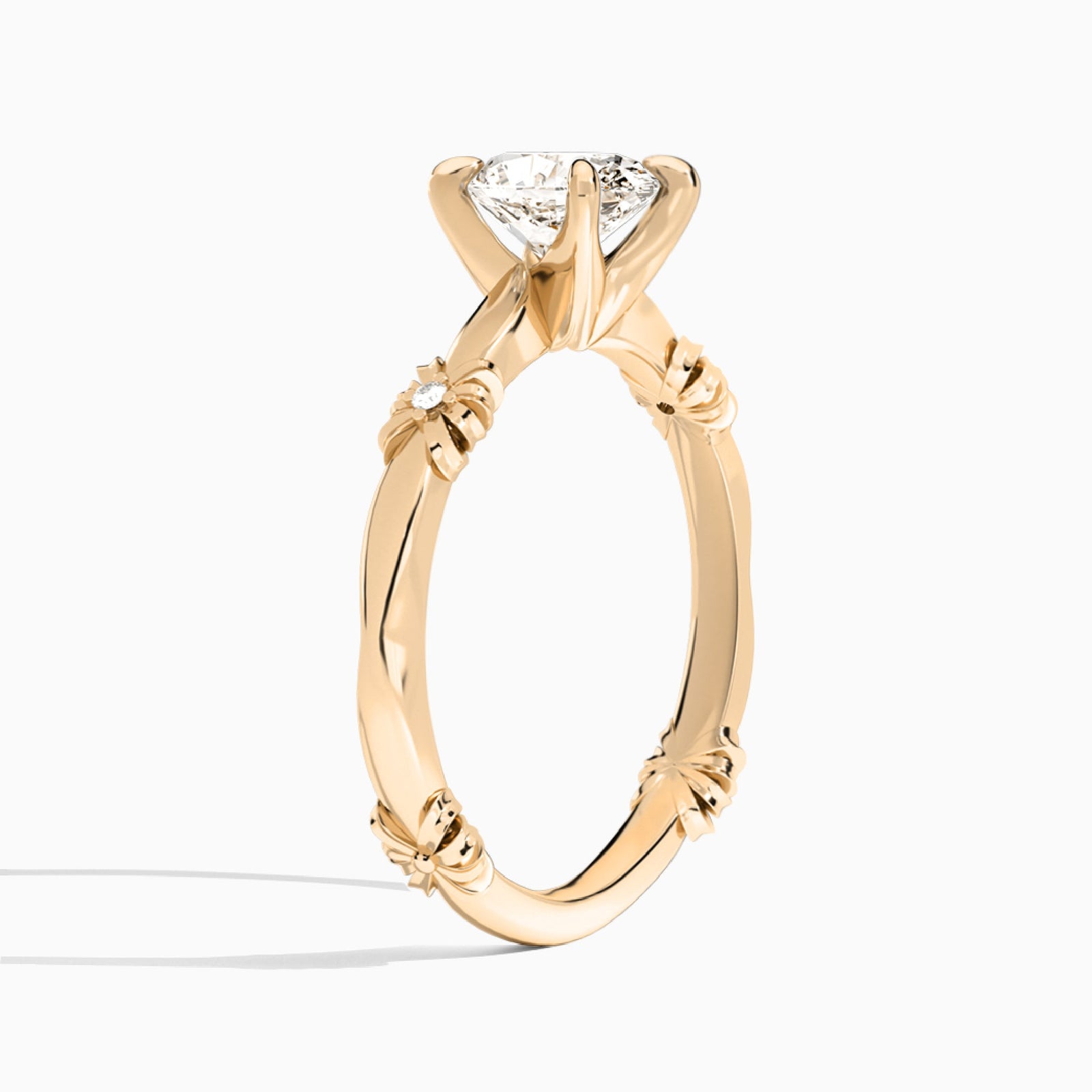 Oval Catalina Ribbon Lab Diamond Engagement Ring In 14K Rose Gold, Angle View