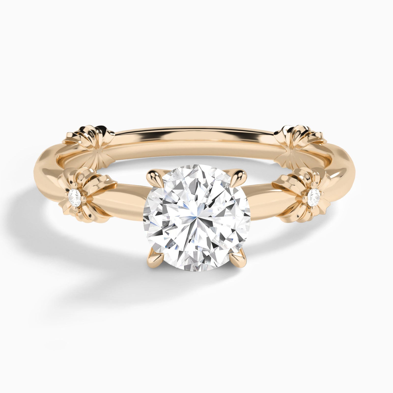Round Catalina Ribbon Lab Diamond Engagement Ring In 14K Rose Gold - Lucenjuri