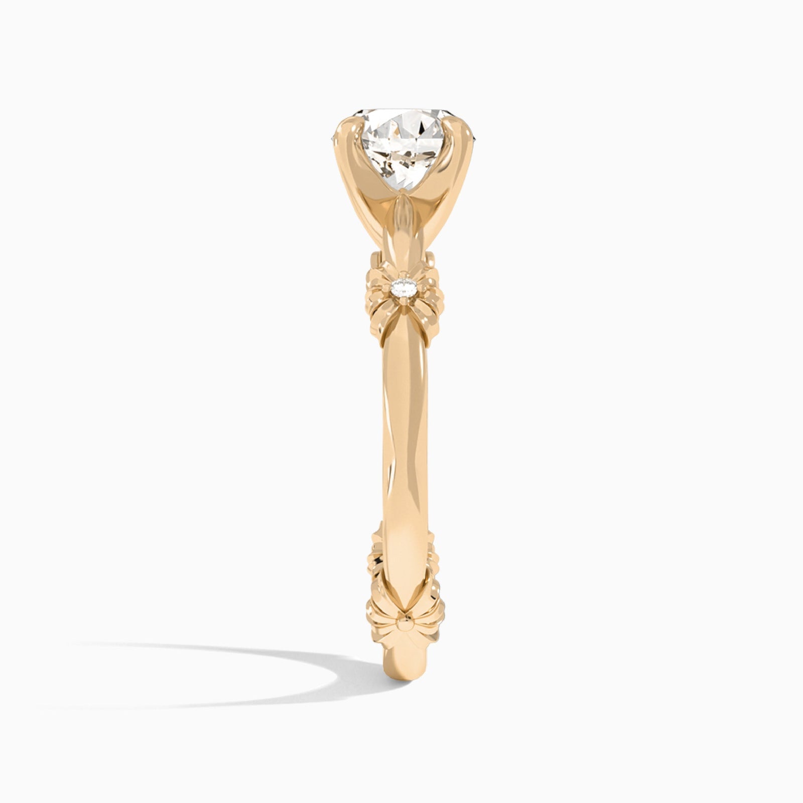 Round Catalina Ribbon Lab Diamond Engagement Ring In 14K Rose Gold, Side View