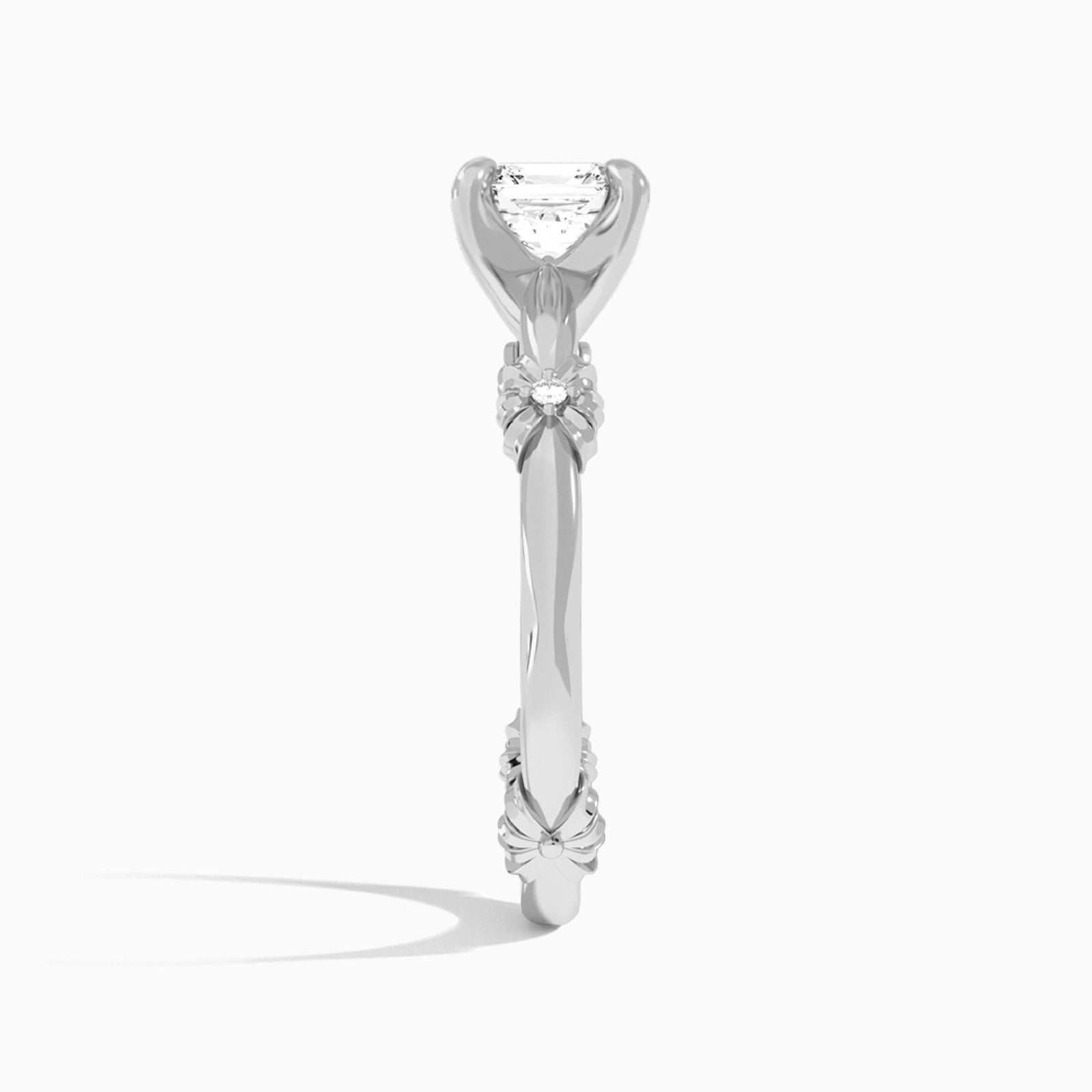 Asscher Catalina Ribbon Lab Diamond Engagement Ring In 18K White Gold, Side View