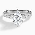Pear Opera Six-Prong Lab Diamond Engagement Ring In 14K White Gold - Lucenjuri
