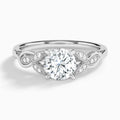 Round Lyra Lab Grown Diamond Engagement Ring In 14K White Gold - Lucenjuri