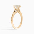 Heart Capella Engraved Lab Diamond Engagement Ring In 14K Rose Gold, Angle View