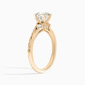 Round Capella Engraved Lab Diamond Engagement Ring In 14K Rose Gold, Angle View