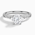 Round Capella Engraved Lab Diamond Engagement Ring In 18K White Gold - Lucenjuri