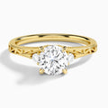 Round Capella Engraved Lab Diamond Engagement Ring In 18K Yellow Gold - Lucenjuri