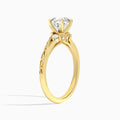 Round Capella Engraved Lab Diamond Engagement Ring In 18K Yellow Gold, Angle View