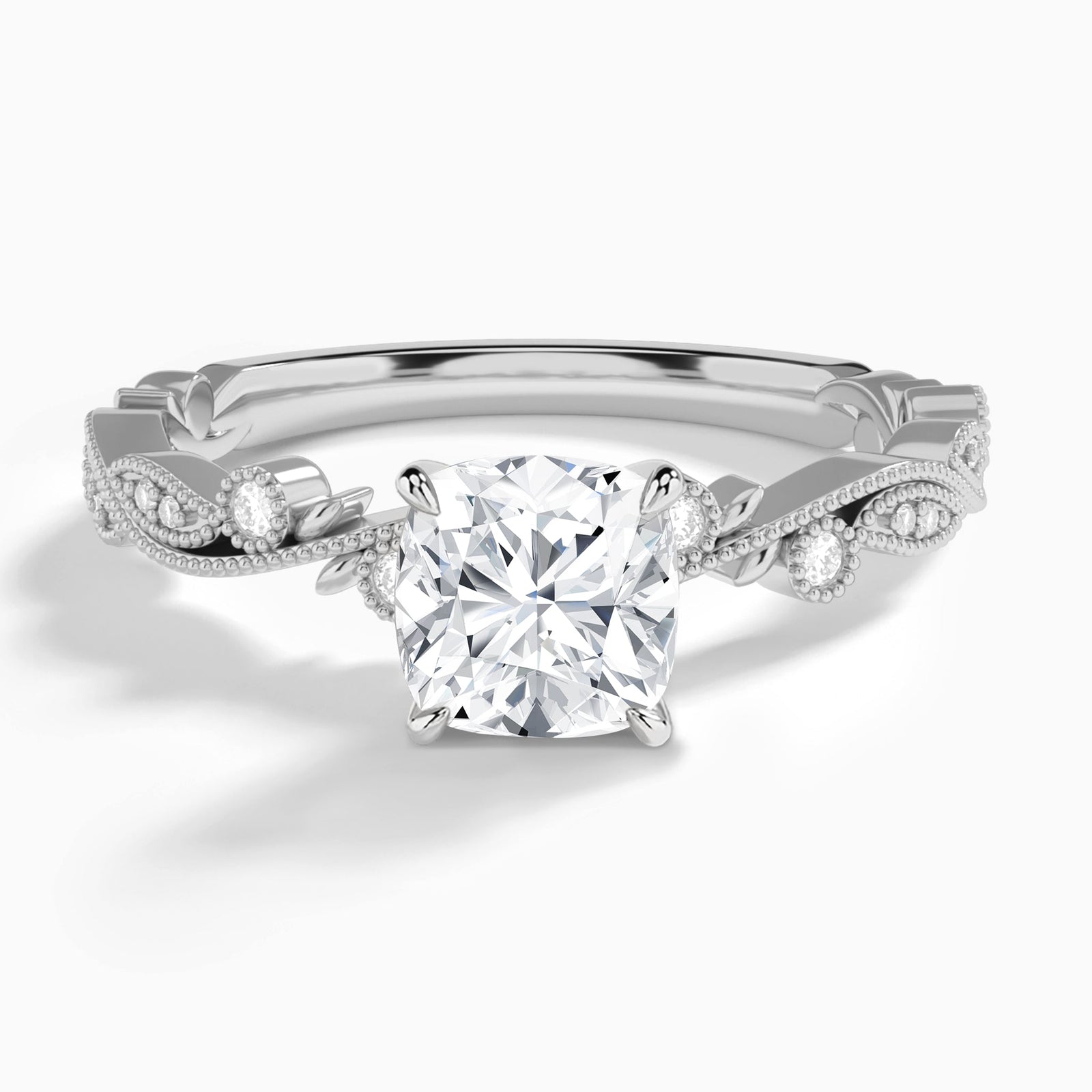 Cushion Selena Lab Grown Diamond Engagement Ring In 14K White Gold - Lucenjuri