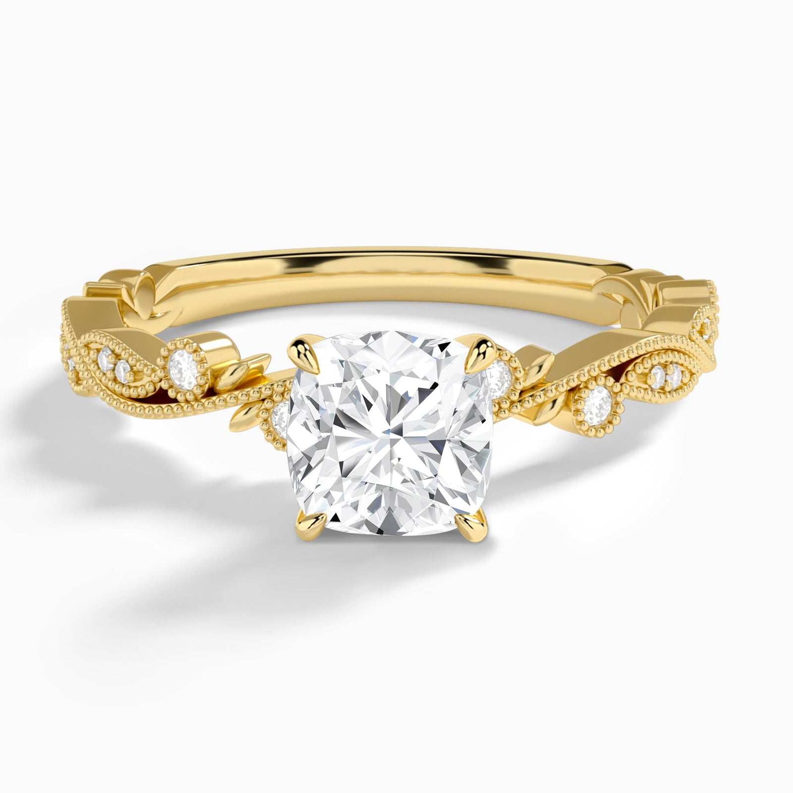 Cushion Selena Lab Grown Diamond Engagement Ring In 18K Yellow Gold - Lucenjuri