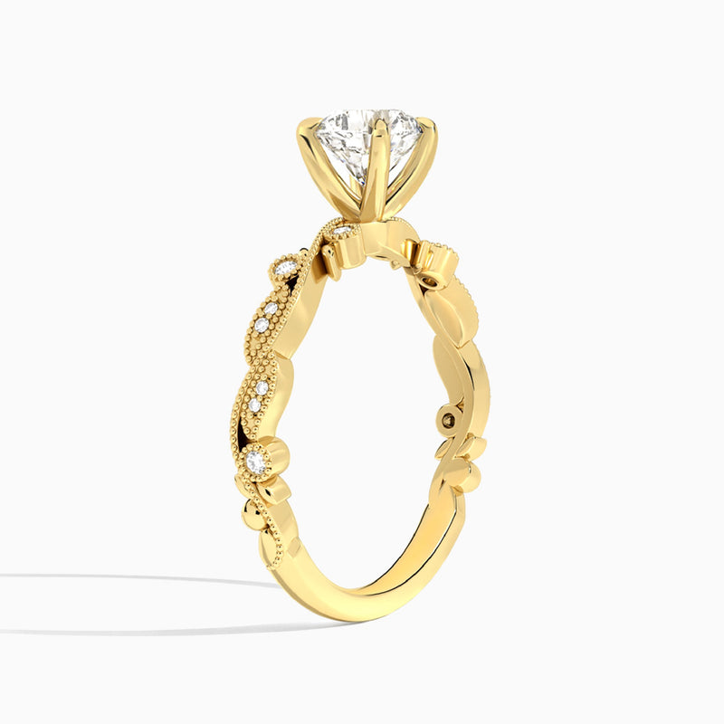 Cushion Selena Lab Grown Diamond Engagement Ring In 14K Yellow Gold, Angle View