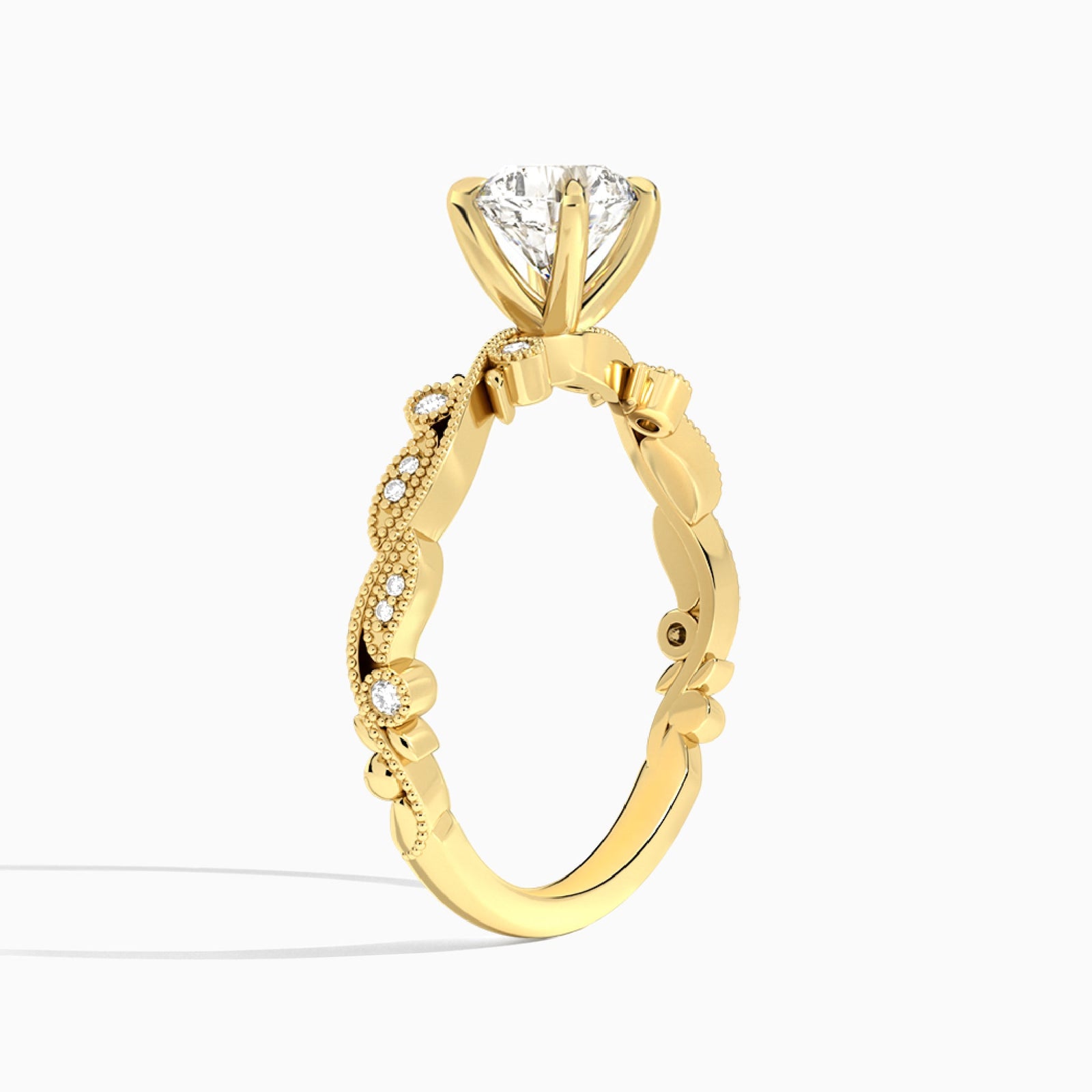Cushion Selena Lab Grown Diamond Engagement Ring In 18K Yellow Gold, Angle View
