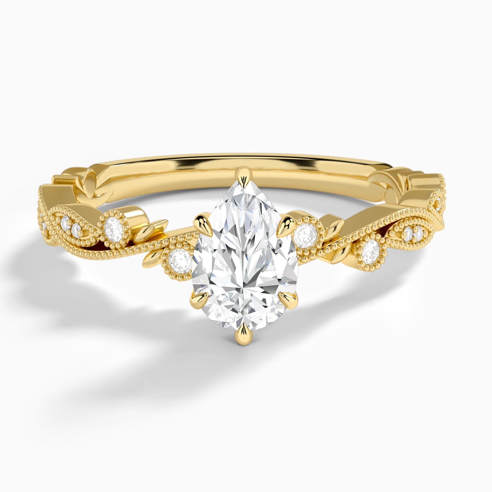 Pear Selena Lab Grown Diamond Engagement Ring In 14K Yellow Gold - Lucenjuri