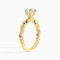 Round Selena Lab Grown Diamond Engagement Ring In 14K Yellow Gold, Angle View