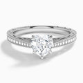 Heart Engraved And Pavé Lab Grown Diamond Engagement Ring In Platinum - Lucenjuri