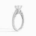 Heart Engraved And Pavé Lab Grown Diamond Engagement Ring In Platinum, Angle View