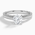 Round Engraved And Pavé Lab Grown Diamond Engagement Ring In Platinum - Lucenjuri