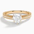 Heart Engraved And Pavé Lab Grown Diamond Engagement Ring In 14K Rose Gold - Lucenjuri