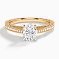 Oval Engraved And Pavé Lab Grown Diamond Engagement Ring In 14K Rose Gold - Lucenjuri