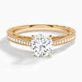 Round Engraved And Pavé Lab Grown Diamond Engagement Ring In 14K Rose Gold - Lucenjuri