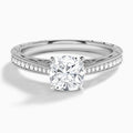 Cushion Engraved And Pavé Lab Grown Diamond Engagement Ring In 14K White Gold - Lucenjuri