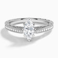 Marquise Engraved And Pavé Lab Grown Diamond Engagement Ring In 14K White Gold - Lucenjuri