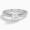 Pear Engraved And Pavé Lab Grown Diamond Engagement Ring In 14K White Gold - Lucenjuri