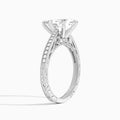 Pear Engraved And Pavé Lab Grown Diamond Engagement Ring In 14K White Gold, Angle View