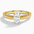 Marquise Engraved And Pavé Lab Grown Diamond Engagement Ring In 14K Yellow Gold - Lucenjuri