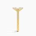 Marquise Engraved And Pavé Lab Grown Diamond Engagement Ring In 14K Yellow Gold, Side View