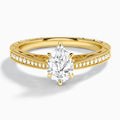 Pear Engraved And Pavé Lab Grown Diamond Engagement Ring In 14K Yellow Gold - Lucenjuri