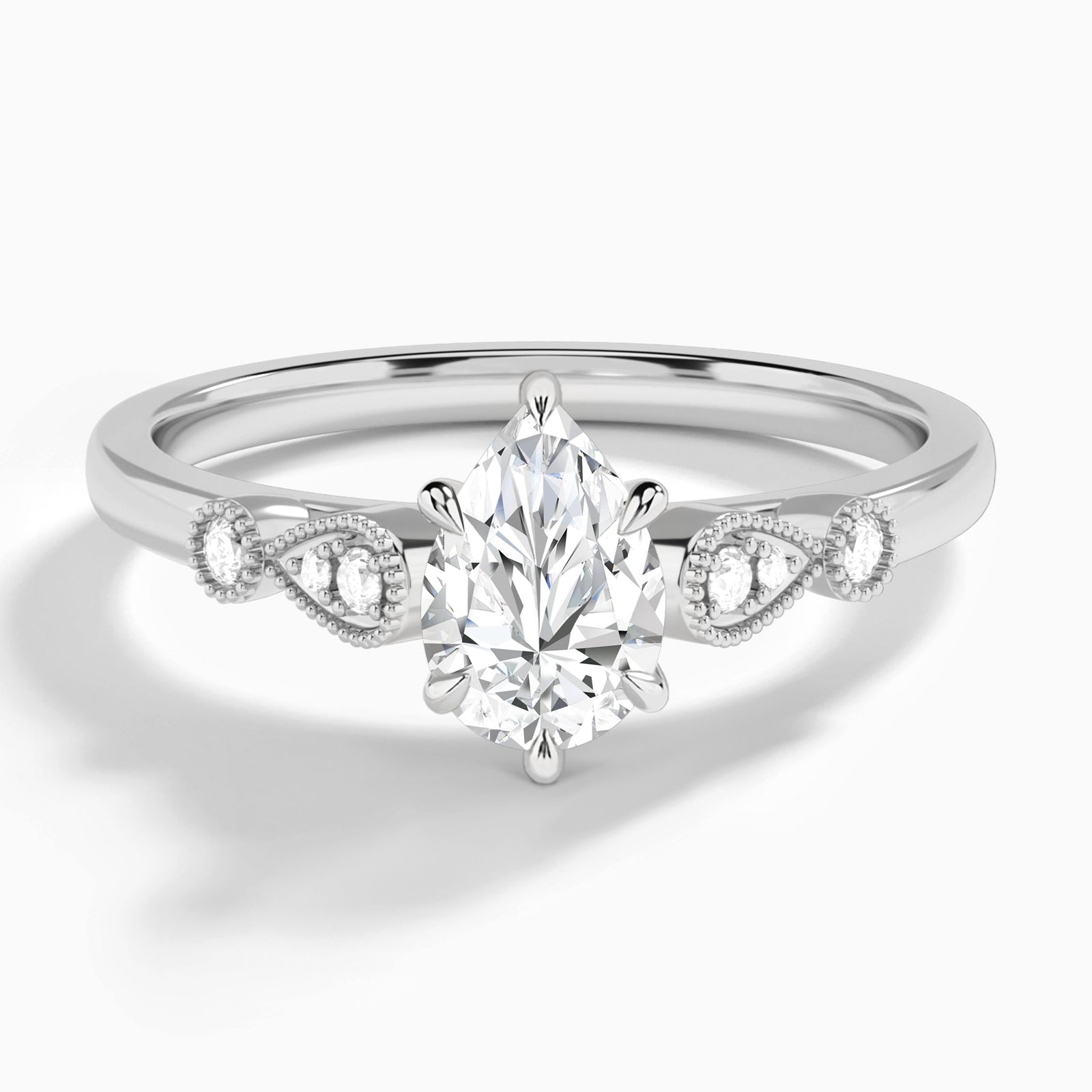 Pear Ballad Lab Grown Diamond Engagement Ring In Platinum - Lucenjuri