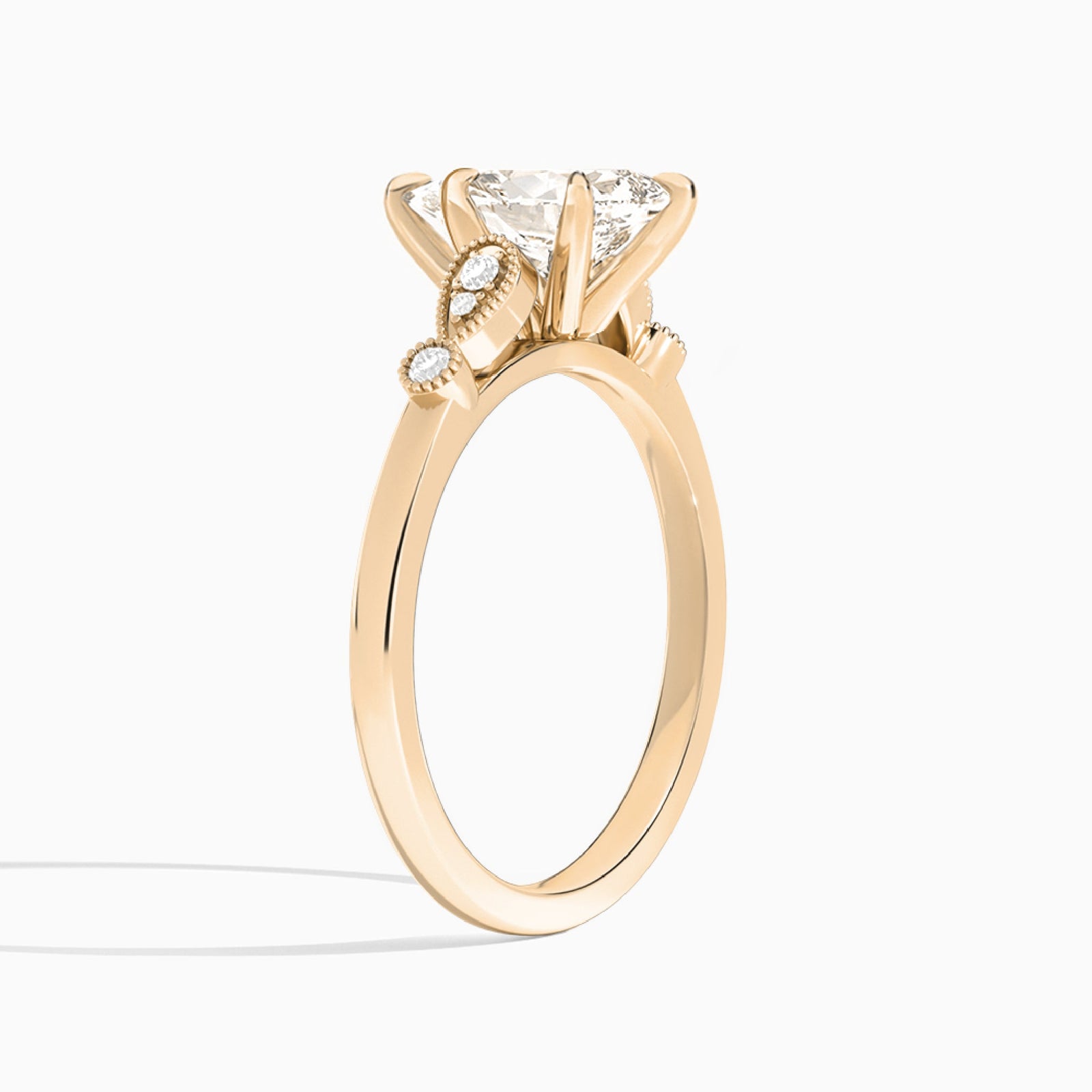 Pear Ballad Lab Grown Diamond Engagement Ring In 14K Rose Gold, Angle View