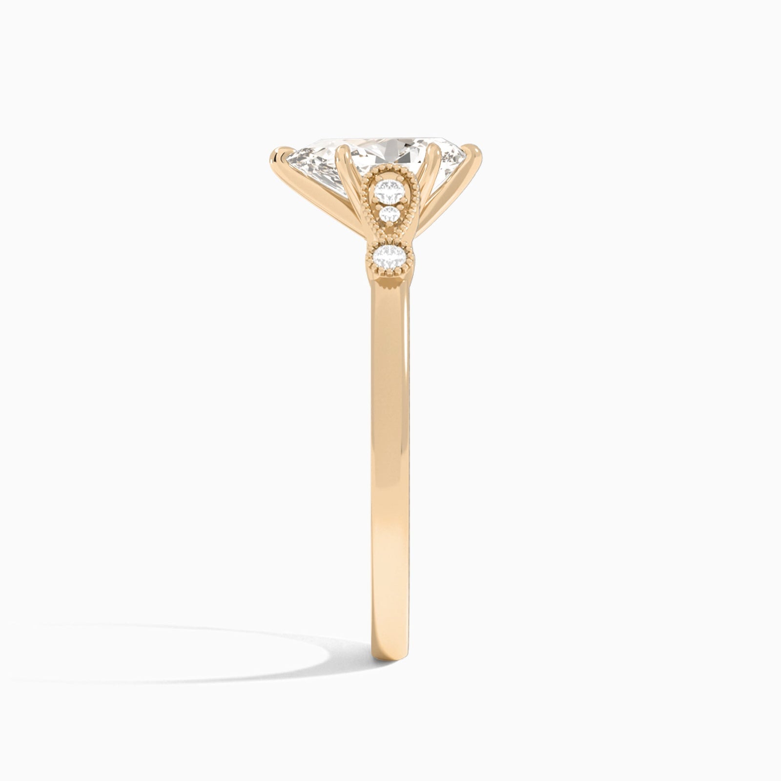 Pear Ballad Lab Grown Diamond Engagement Ring In 14K Rose Gold, Side View