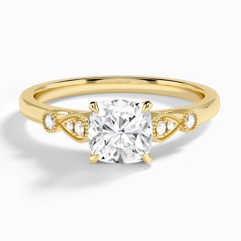 Cushion Ballad Lab Grown Diamond Engagement Ring In 14K Yellow Gold - Lucenjuri