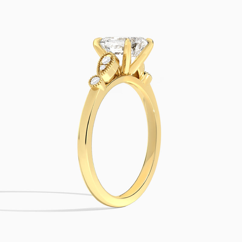 Emerald Ballad Lab Grown Diamond Engagement Ring In 14K Yellow Gold, Angle View